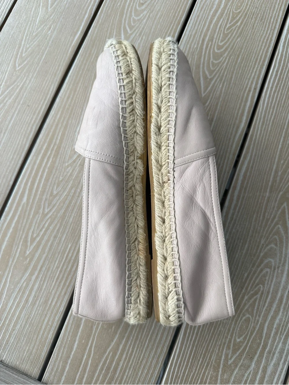Yves Saint Laurent Pale Blush Leather Espadrille Flats